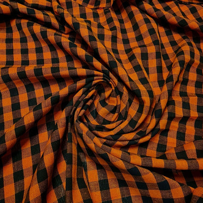 Premium 100% Cotton Gingham Khadi Handloom Fabric – 1/4" Check Soft Linen, 42" Wide
