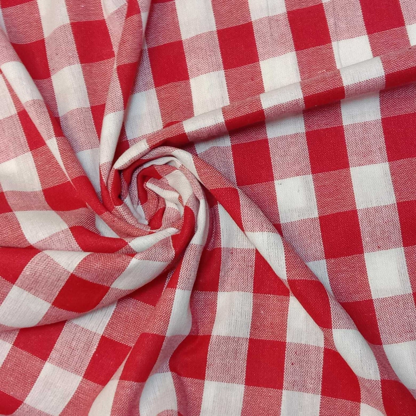 Premium 100% Cotton Gingham Khadi Handloom Fabric – 1" Check Soft Linen, 42" Wide