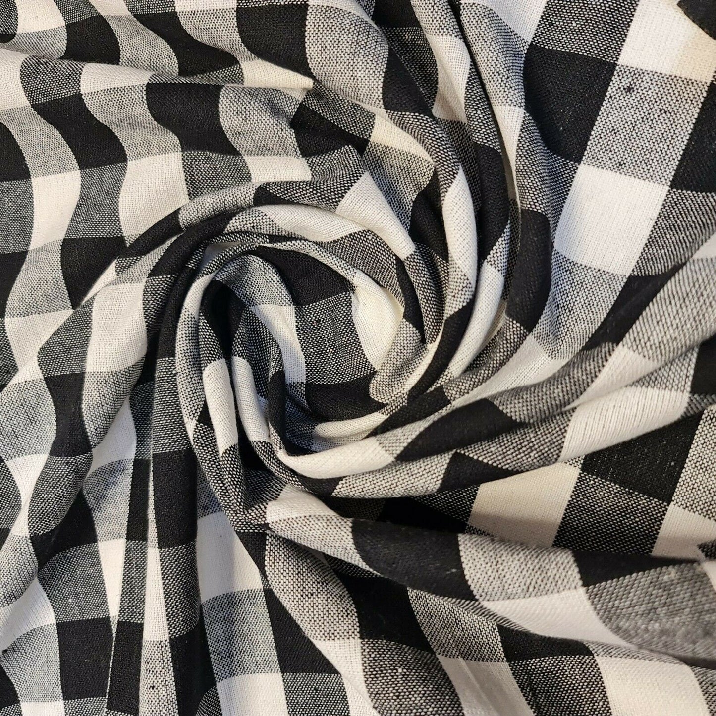 Premium 100% Cotton Gingham Khadi Handloom Fabric – 1" Check Soft Linen, 42" Wide