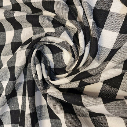 Premium 100% Cotton Gingham Khadi Handloom Fabric – 1" Check Soft Linen, 42" Wide