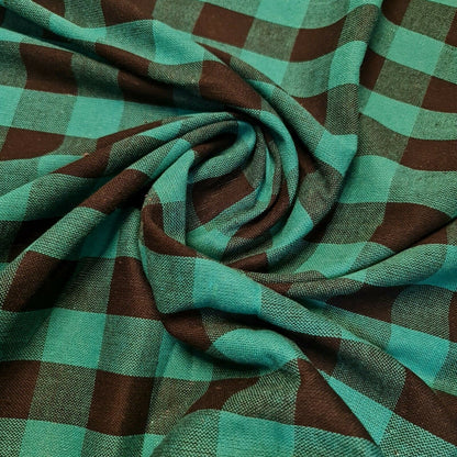Premium 100% Cotton Gingham Khadi Handloom Fabric – 1" Check Soft Linen, 42" Wide