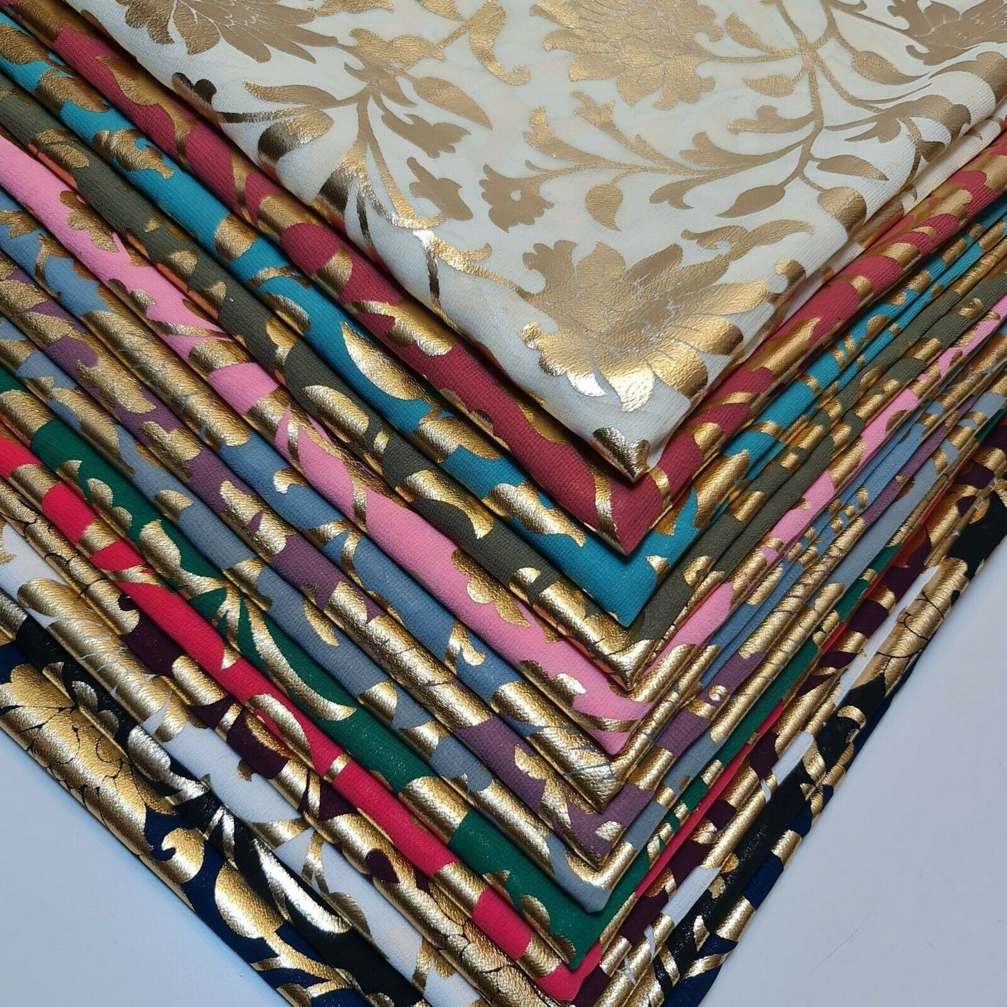 Floral Foil Print Sheer Chiffon & Georgette Fabric – 44" Wide Dress & Craft Material for Sewing