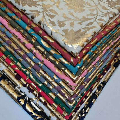 Floral Foil Print Sheer Chiffon & Georgette Fabric – 44" Wide Dress & Craft Material for Sewing