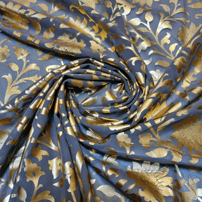 Floral Foil Print Sheer Chiffon & Georgette Fabric – 44" Wide Dress & Craft Material for Sewing