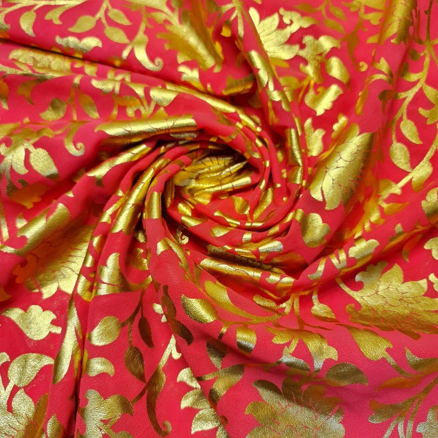 Floral Foil Print Sheer Chiffon & Georgette Fabric – 44" Wide Dress & Craft Material for Sewing
