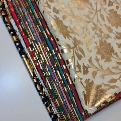 Floral Foil Print Sheer Chiffon & Georgette Fabric – 44" Wide Dress & Craft Material for Sewing
