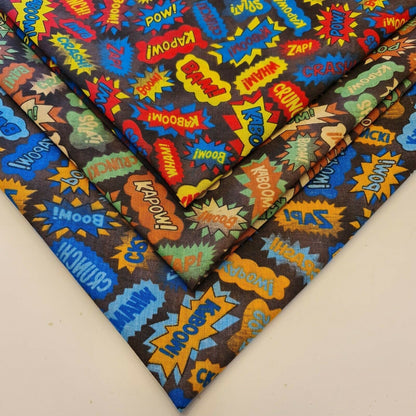 Superhero Comic POW Polycotton Fabric – 44" Wide Kids Costume & Craft Material