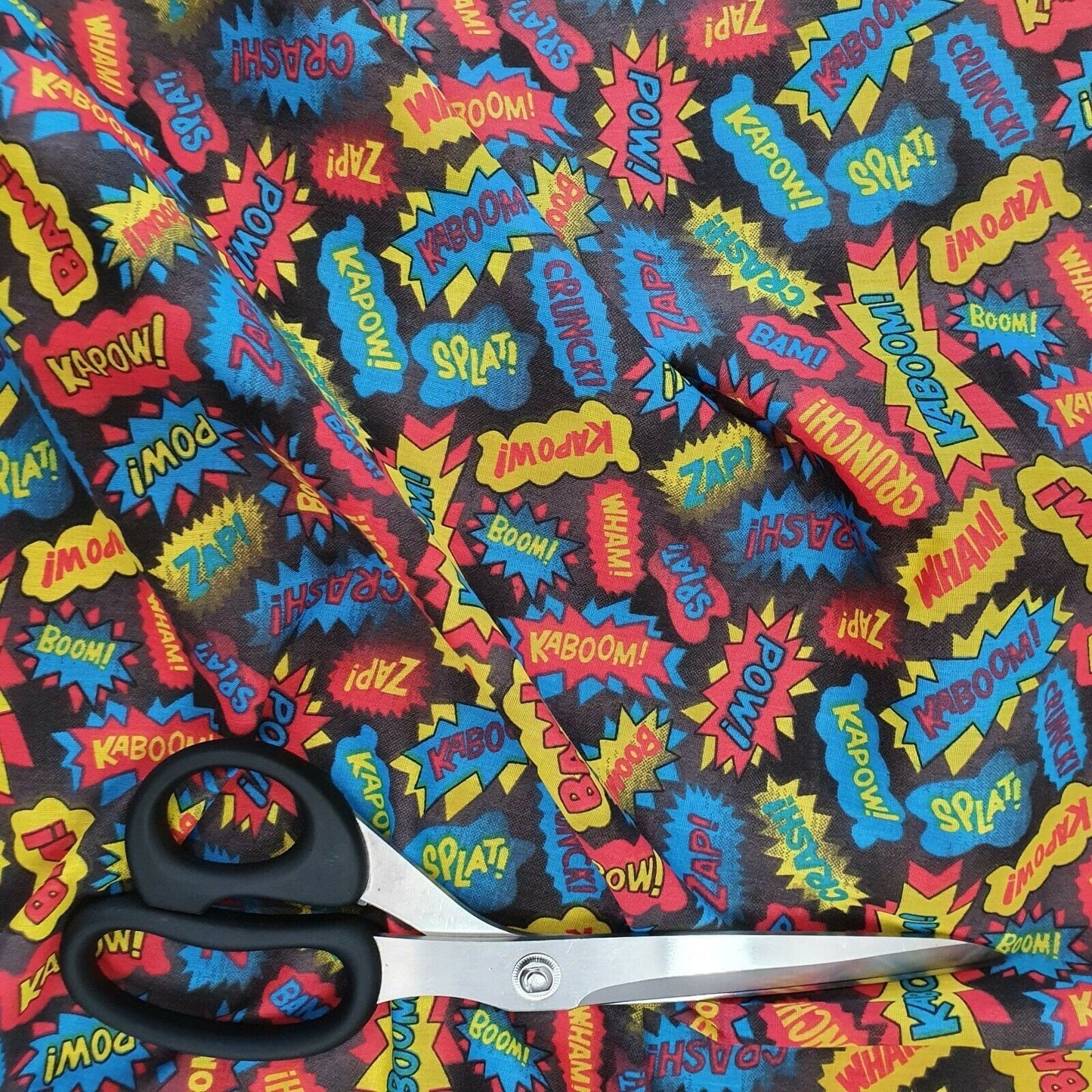 Superhero Comic POW Polycotton Fabric – 44" Wide Kids Costume & Craft Material