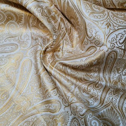 Ornamental Paisley Indian Banarasi Brocade Fabric – 44" Wide Luxurious Decorative Jacquard Material