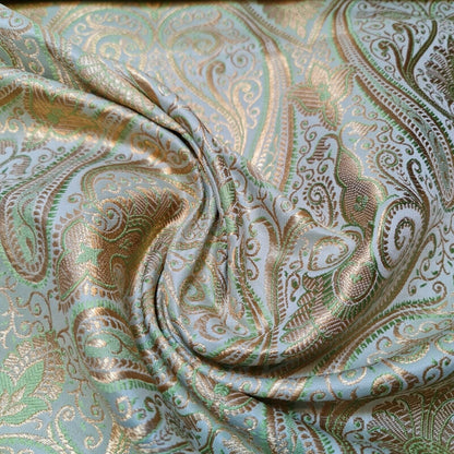 Ornamental Paisley Indian Banarasi Brocade Fabric – 44" Wide Luxurious Decorative Jacquard Material