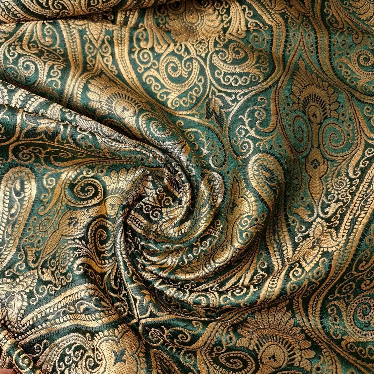 Ornamental Paisley Indian Banarasi Brocade Fabric – 44" Wide Luxurious Decorative Jacquard Material