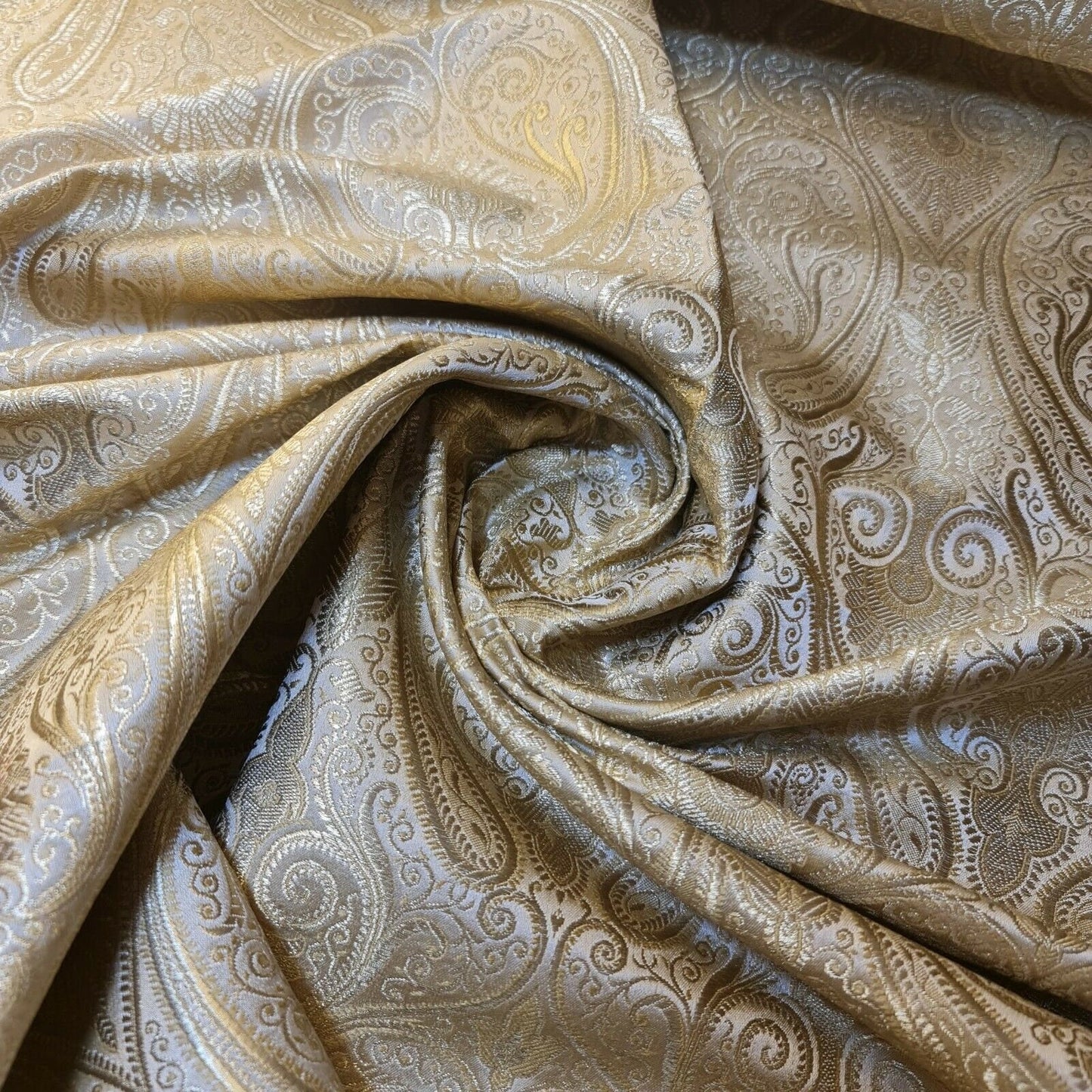 Ornamental Paisley Indian Banarasi Brocade Fabric – 44" Wide Luxurious Decorative Jacquard Material