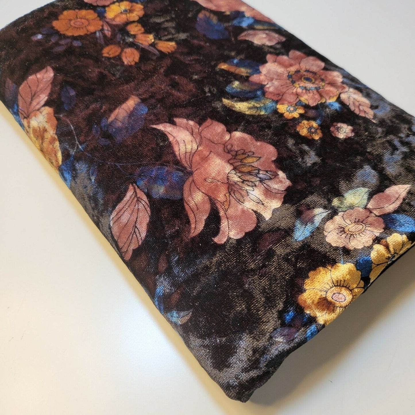 Stretch Animal & Floral Printed Velvet Fabric – 58" Wide Soft Upholstery, Patchwork & Craft Material