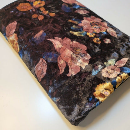 Stretch Animal & Floral Printed Velvet Fabric – 58" Wide Soft Upholstery, Patchwork & Craft Material