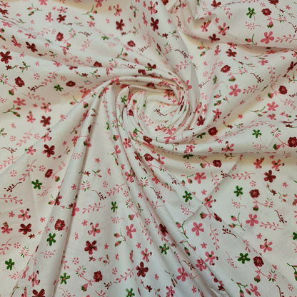 Clearance 100% Cotton Baby Ivory Leopard Ditsy Floral Dress Craft Material Meter