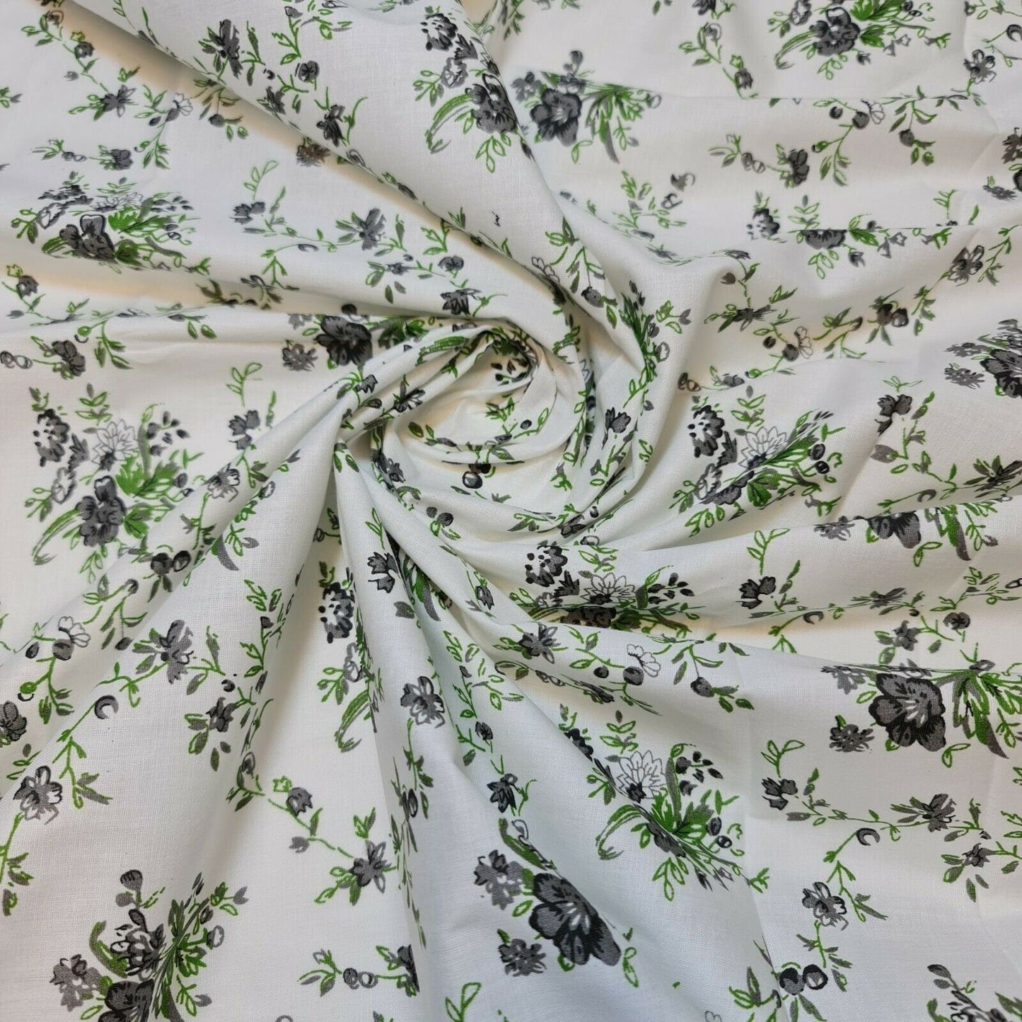 Clearance 100% Cotton Baby Ivory Leopard Ditsy Floral Dress Craft Material Meter