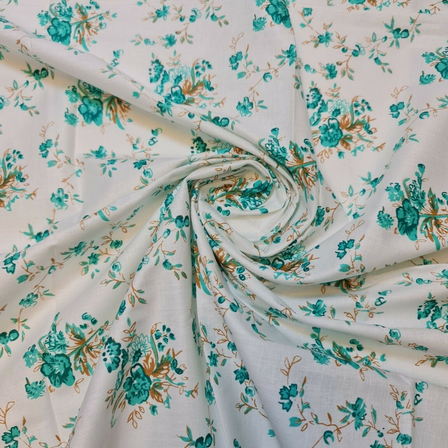 Clearance 100% Cotton Baby Ivory Leopard Ditsy Floral Dress Craft Material Meter