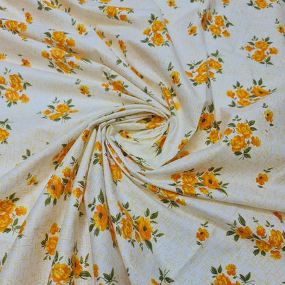 100% Cotton Baby Fabric Ivory Floral Vintage Ditsy Dress Craft Material Meter 44"