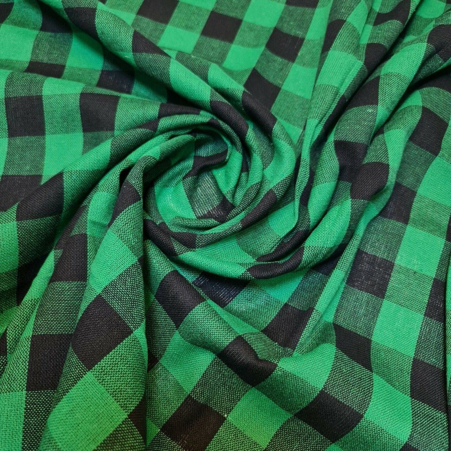 Premium 100% Cotton Gingham Khadi Handloom Fabric – 1" Check Soft Linen, 42" Wide