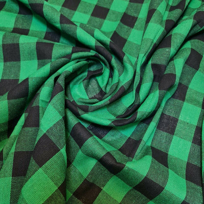 Premium 100% Cotton Gingham Khadi Handloom Fabric – 1" Check Soft Linen, 42" Wide