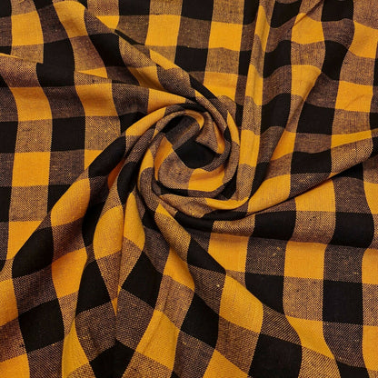 Premium 100% Cotton Gingham Khadi Handloom Fabric – 1" Check Soft Linen, 42" Wide