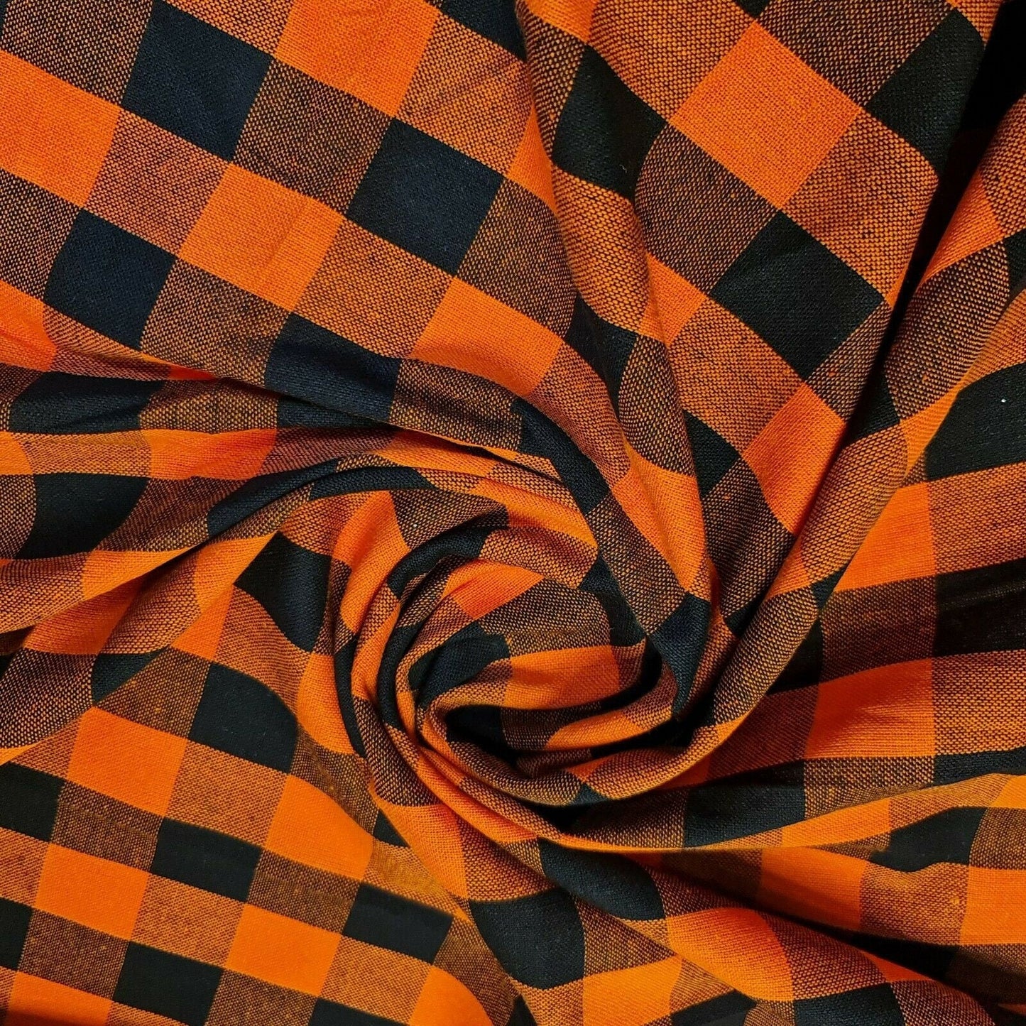 Premium 100% Cotton Gingham Khadi Handloom Fabric – 1" Check Soft Linen, 42" Wide