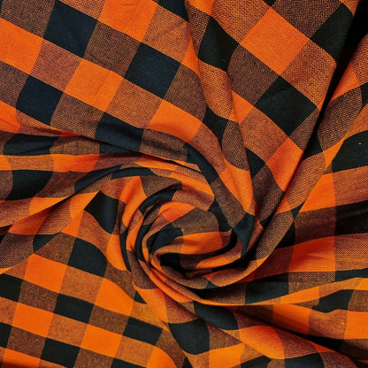 Premium 100% Cotton Gingham Khadi Handloom Fabric – 1" Check Soft Linen, 42" Wide
