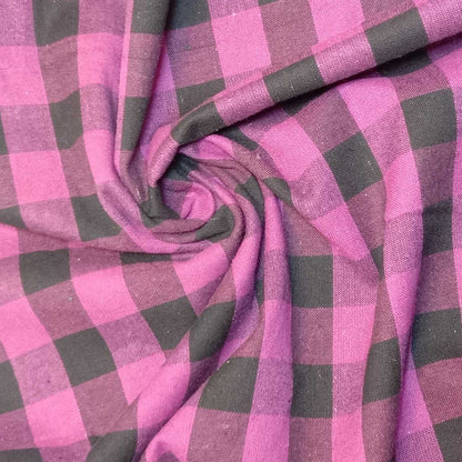 Premium 100% Cotton Gingham Khadi Handloom Fabric – 1" Check Soft Linen, 42" Wide