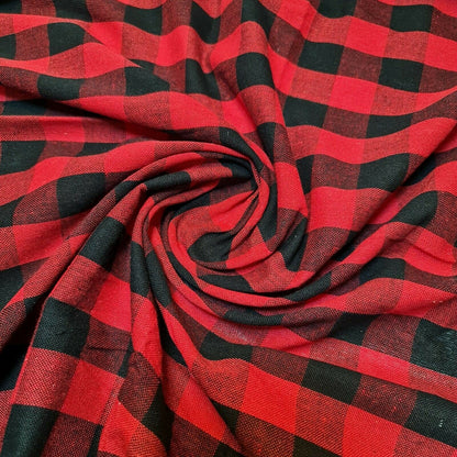 Premium 100% Cotton Gingham Khadi Handloom Fabric – 1" Check Soft Linen, 42" Wide