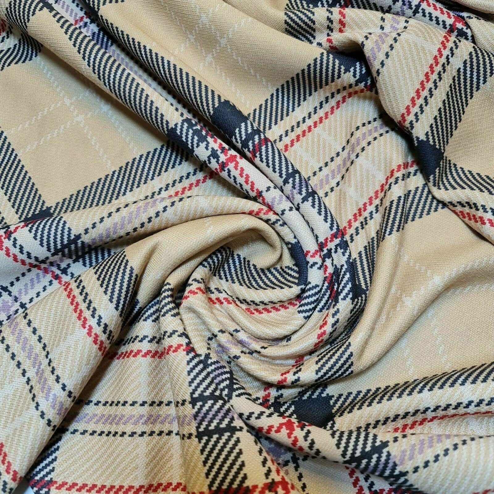 Scuba & Scuba Crepe Jersey Stretch Fabric | Printed Dress & Craft Material – Tartan, Floral, Paisley, Novelty Designs