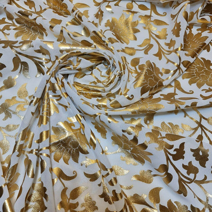 Floral Foil Print Sheer Chiffon & Georgette Fabric – 44" Wide Dress & Craft Material for Sewing