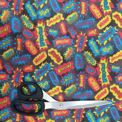 Superhero Comic POW Polycotton Fabric – 44" Wide Kids Costume & Craft Material