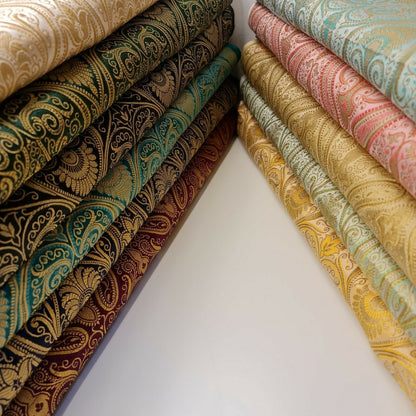 Ornamental Paisley Indian Banarasi Brocade Fabric – 44" Wide Luxurious Decorative Jacquard Material