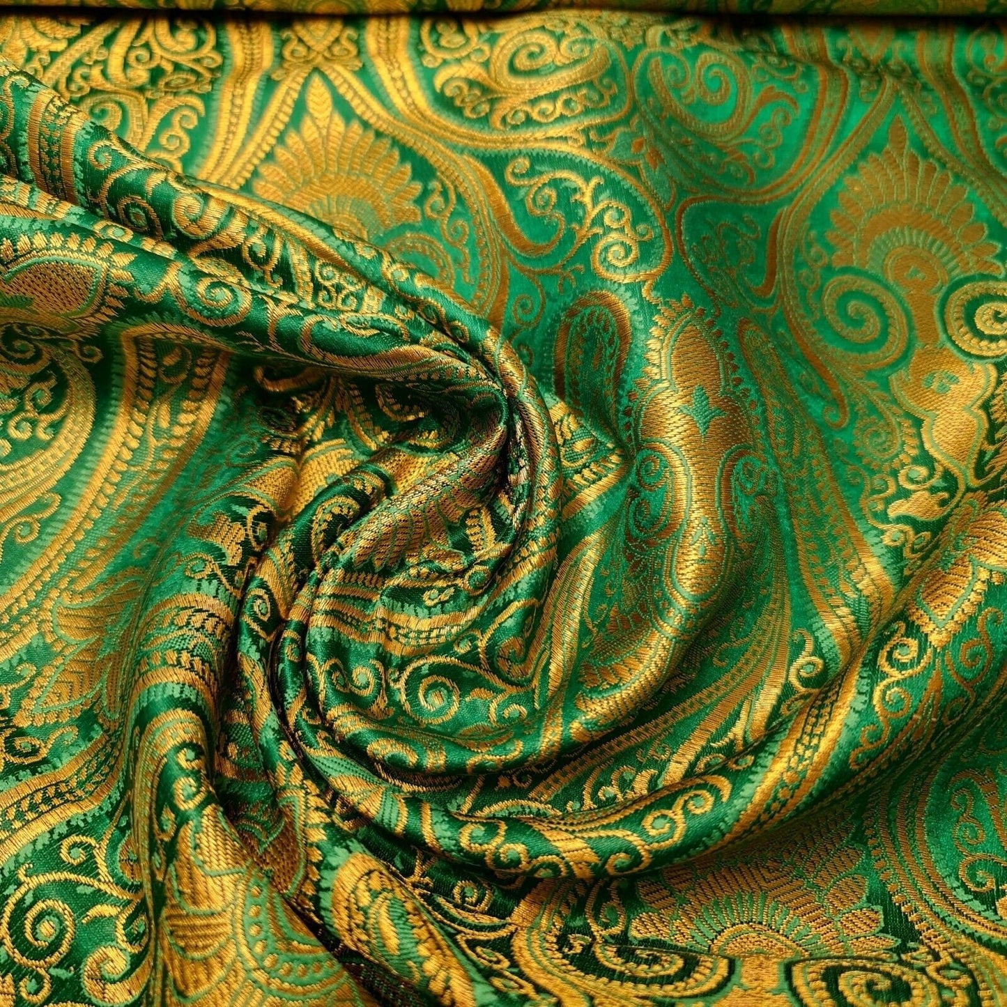 Ornamental Paisley Indian Banarasi Brocade Fabric – 44" Wide Luxurious Decorative Jacquard Material