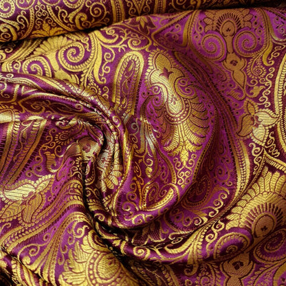 Ornamental Paisley Indian Banarasi Brocade Fabric – 44" Wide Luxurious Decorative Jacquard Material