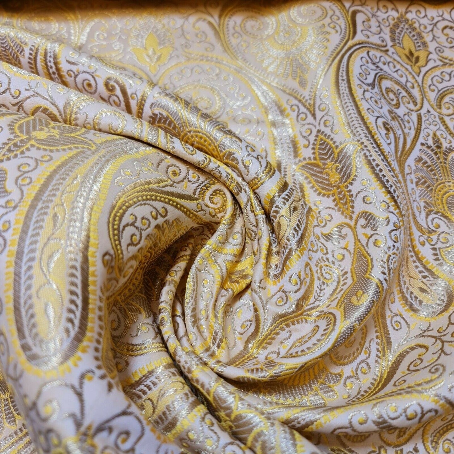 Ornamental Paisley Indian Banarasi Brocade Fabric – 44" Wide Luxurious Decorative Jacquard Material