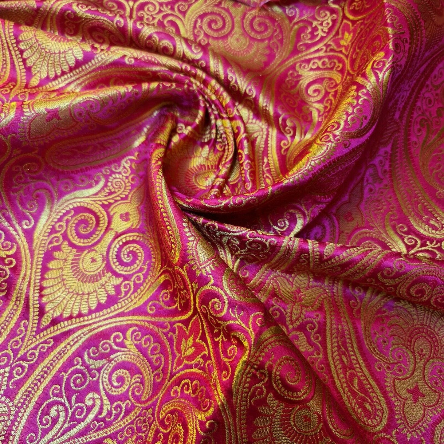 Ornamental Paisley Indian Banarasi Brocade Fabric – 44" Wide Luxurious Decorative Jacquard Material
