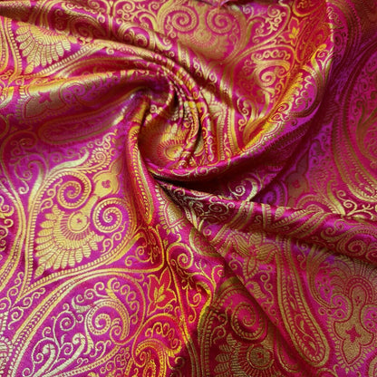 Ornamental Paisley Indian Banarasi Brocade Fabric – 44" Wide Luxurious Decorative Jacquard Material