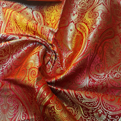 Ornamental Paisley Indian Banarasi Brocade Fabric – 44" Wide Luxurious Decorative Jacquard Material