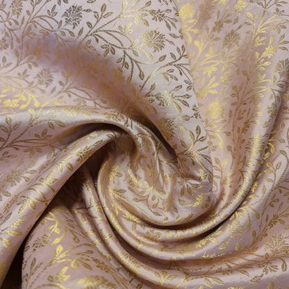 Floral Gold Metallic Indian Banaras Brocade Waistcoat, Dress & Curtain Fabric 44" Wide