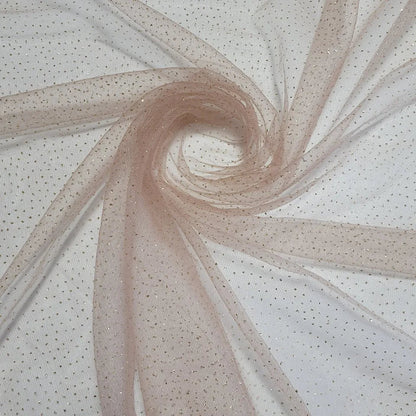 Premium Zari Glitter Soft Mesh Net Fabric – 58" Wide Dress & Craft Material, Sold by the Meter  Nude Pink
