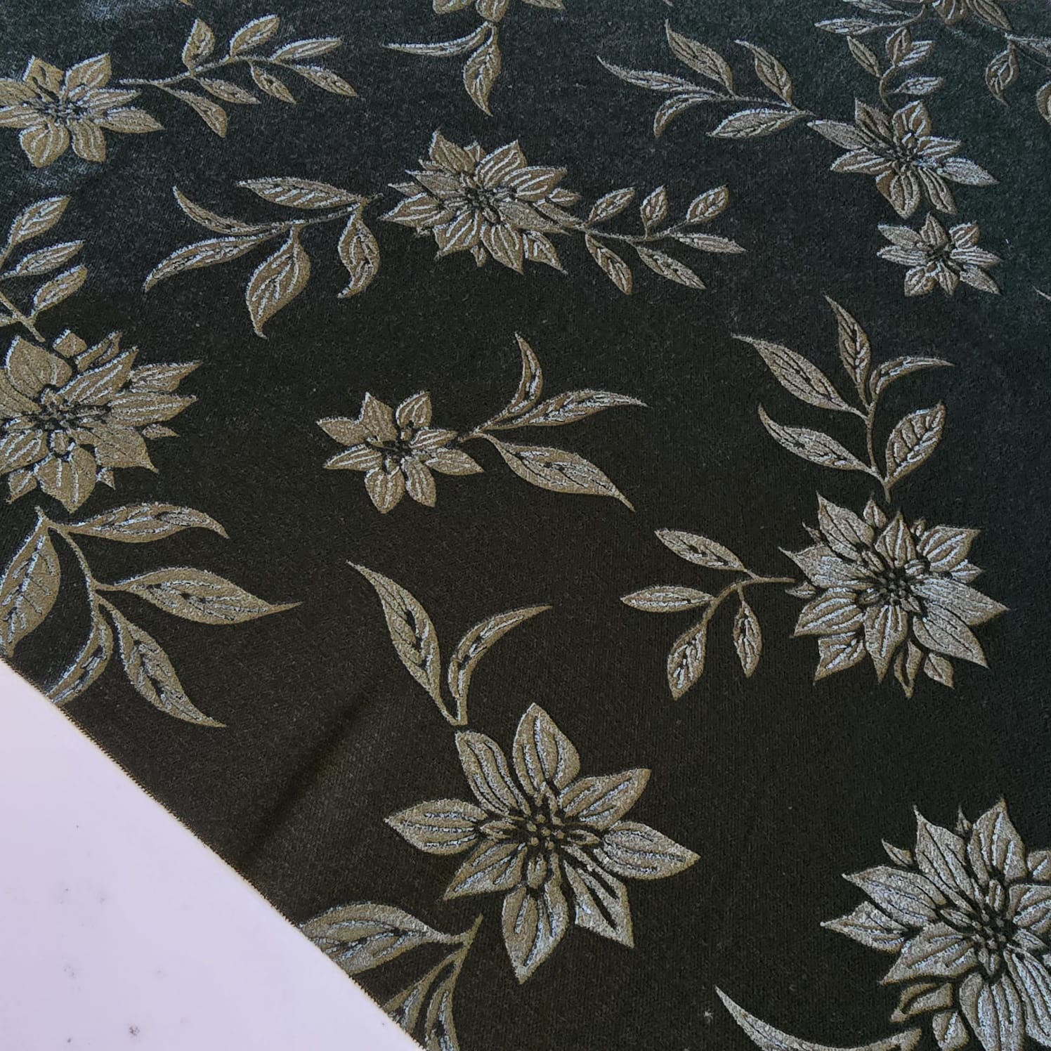 Luxury Floral Embossed Velvet Fabric | Three Crown Non-Stretch Velvet | 58
