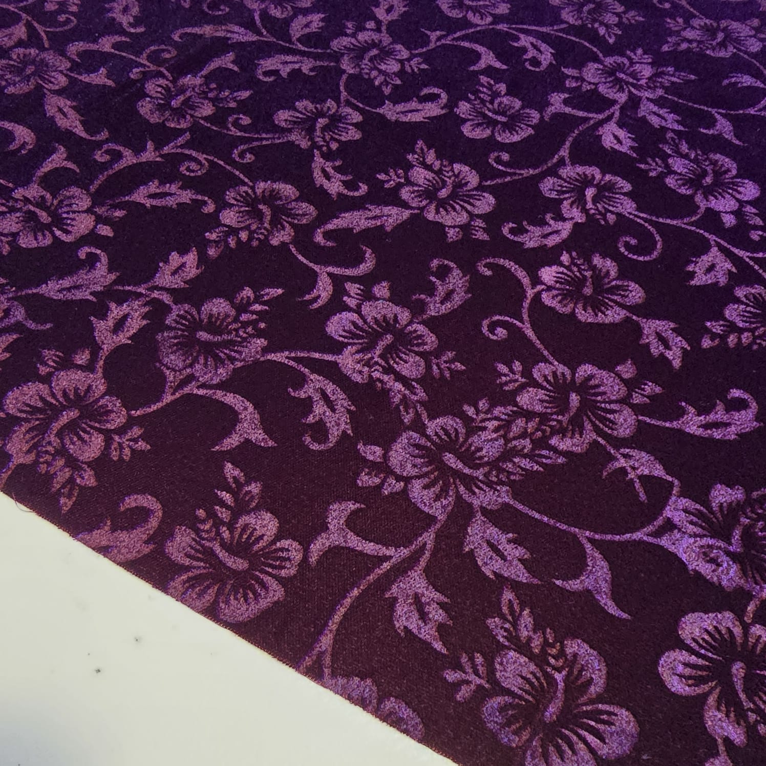 Luxury Floral Embossed Velvet Fabric | Three Crown Non-Stretch Velvet | 58