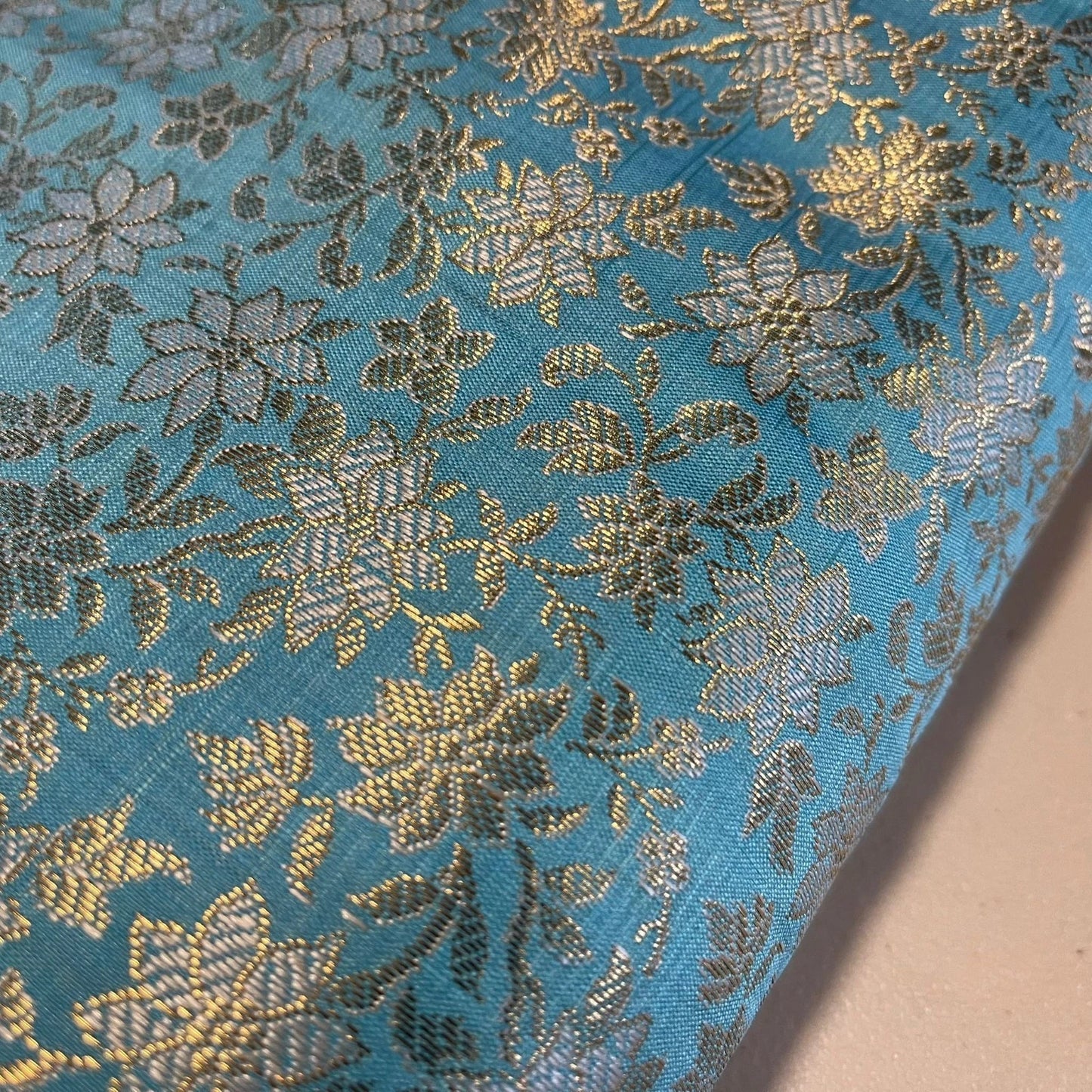 Pastel Metallic Floral Brocade Fabric – 44" (112 cm) Wide Dress, Craft & Costume Material – Sold by the Meter