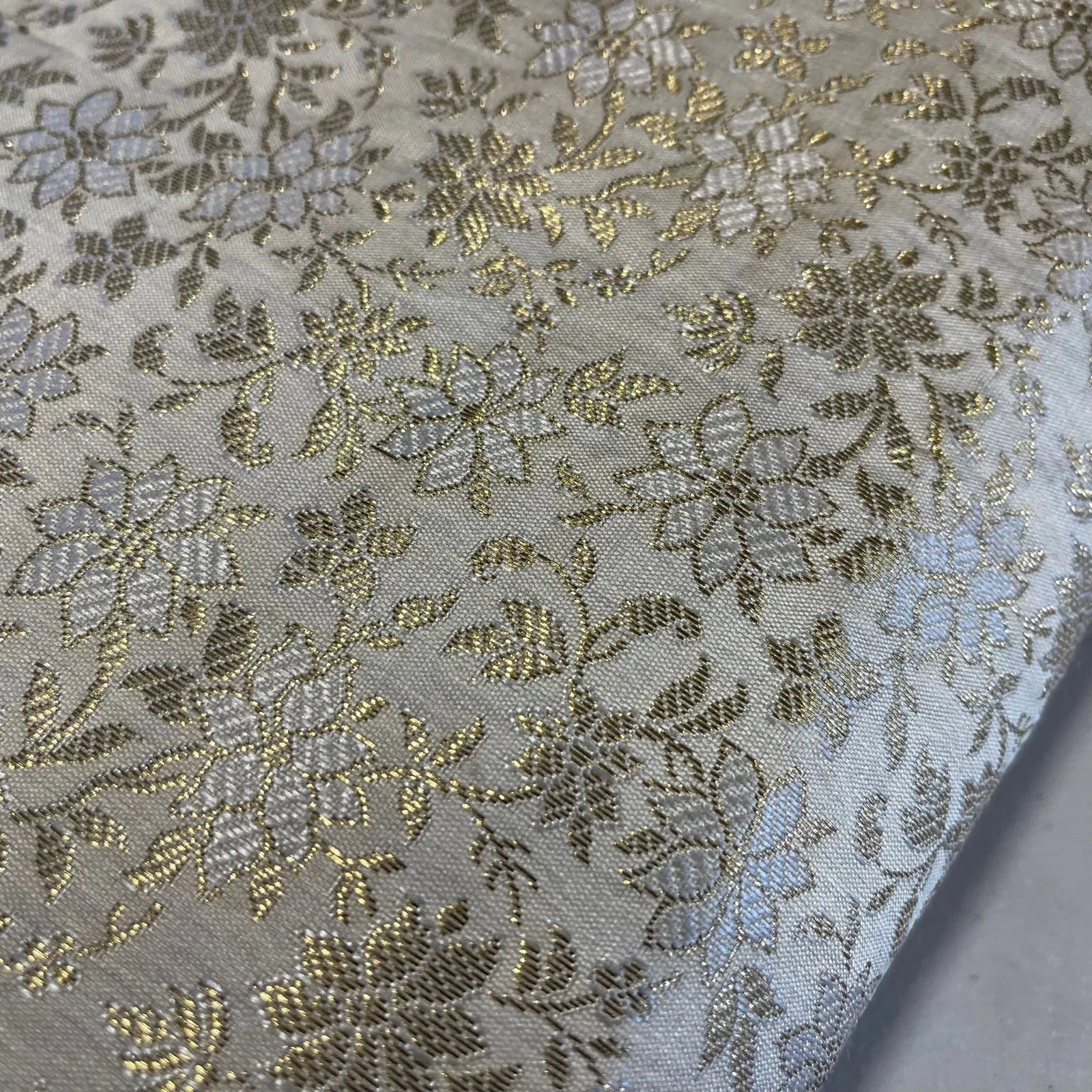 Pastel Metallic Floral Brocade Fabric – 44