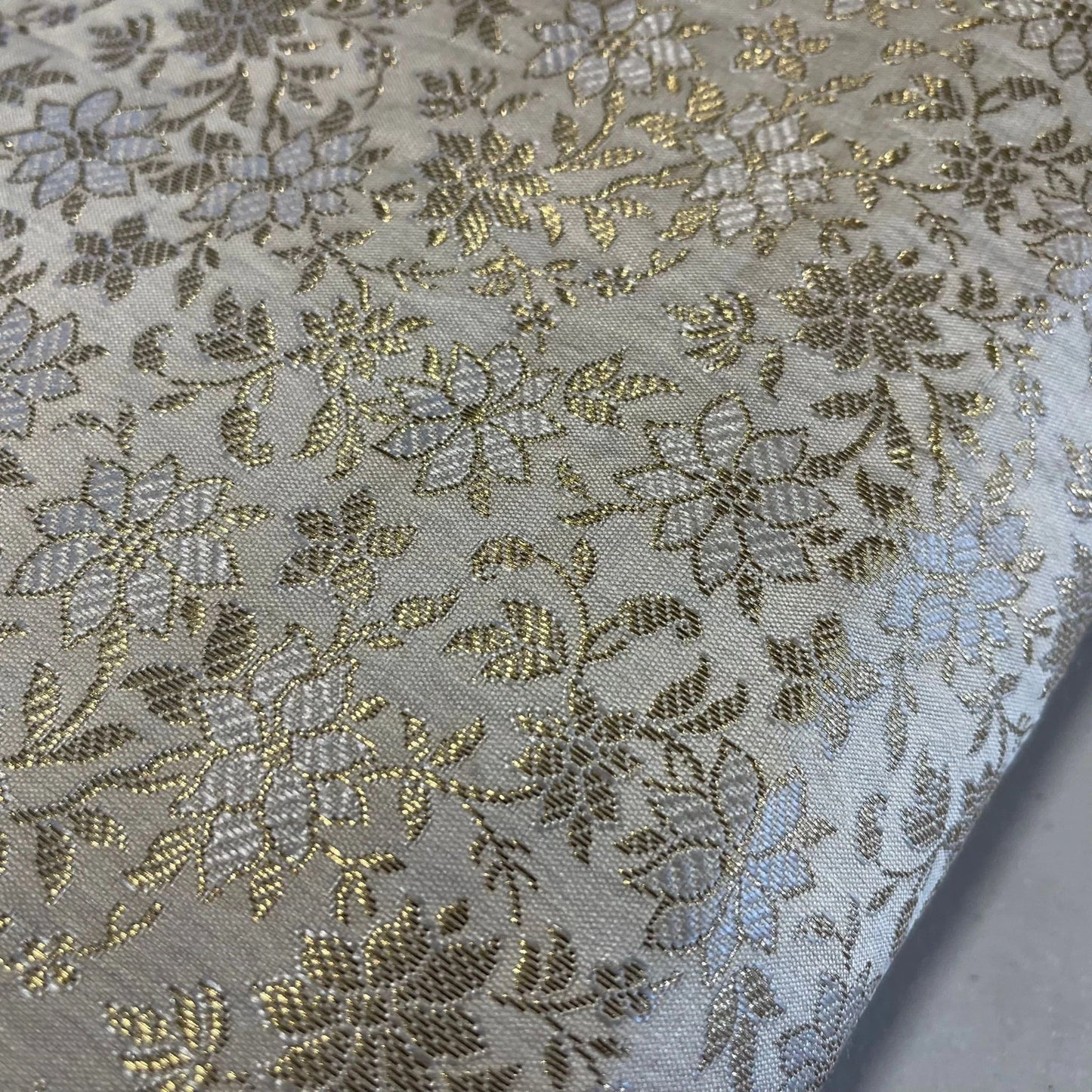 Pastel Metallic Floral Brocade Fabric – 44" (112 cm) Wide Dress, Craft & Costume Material – Sold by the Meter