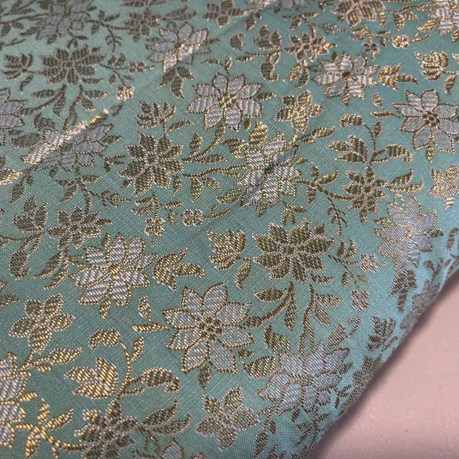 Pastel Metallic Floral Brocade Fabric – 44