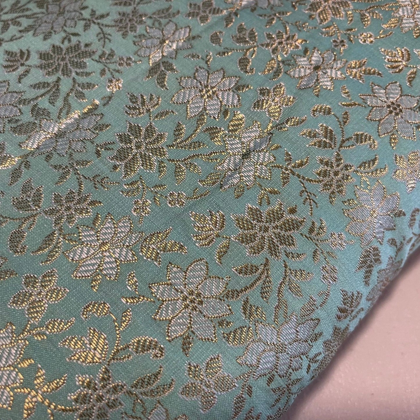 Pastel Metallic Floral Brocade Fabric – 44" (112 cm) Wide Dress, Craft & Costume Material – Sold by the Meter