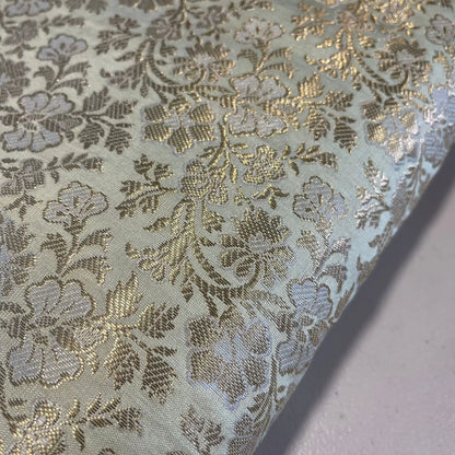 Pastel Metallic Floral Brocade Fabric – 44" (112 cm) Wide Dress, Craft & Costume Material – Sold by the Meter