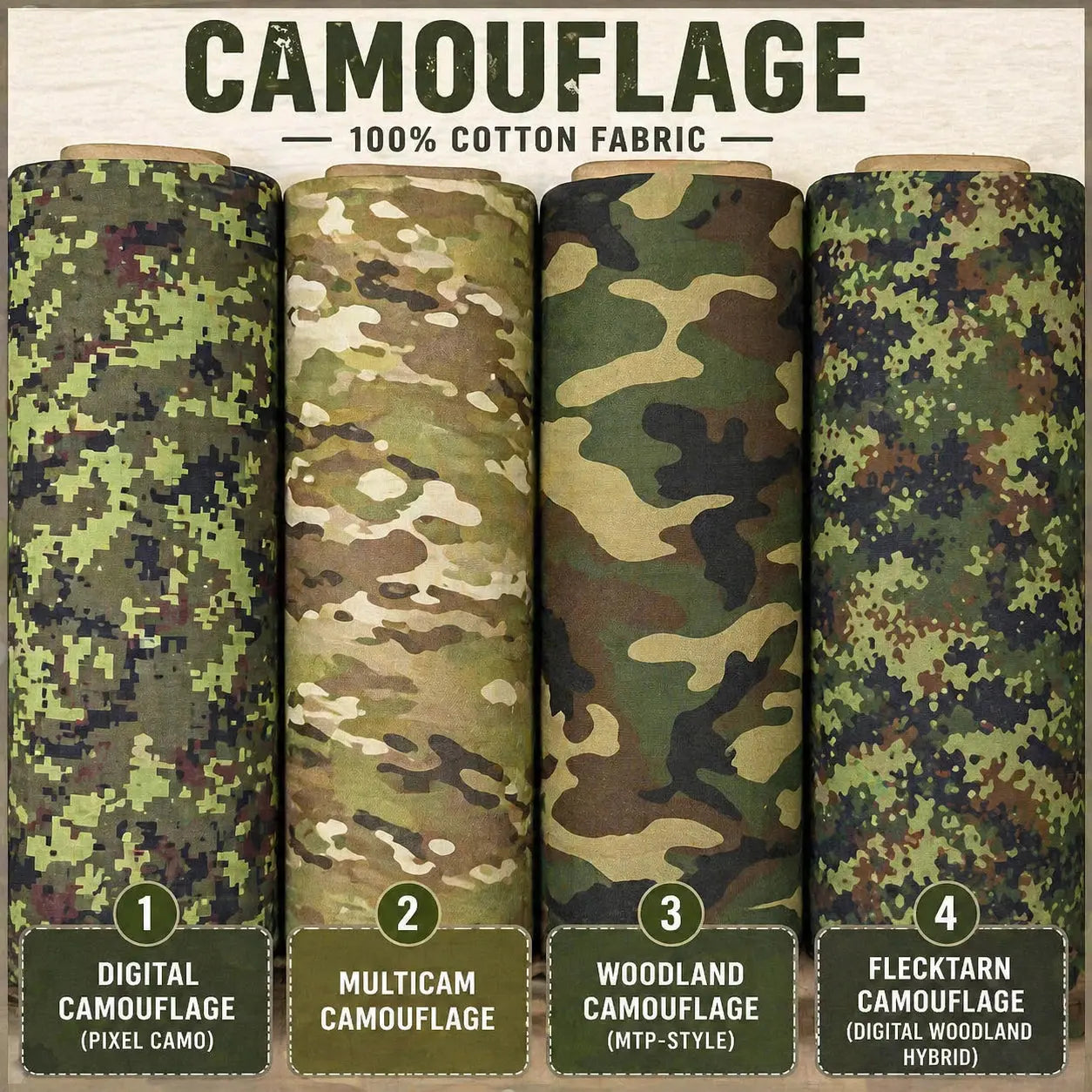 Camo Green Cotton Material Army Camouflage Dress Craft Jacket Fabric 58" Wide By The Meter